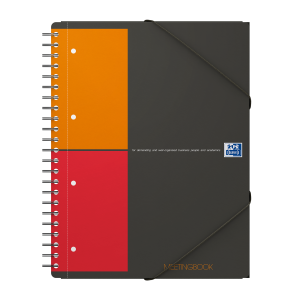 Meetingbook Oxford International Notesbog i PP omslag og dobbeltspiral, A4+, 160 sider, kvadreret