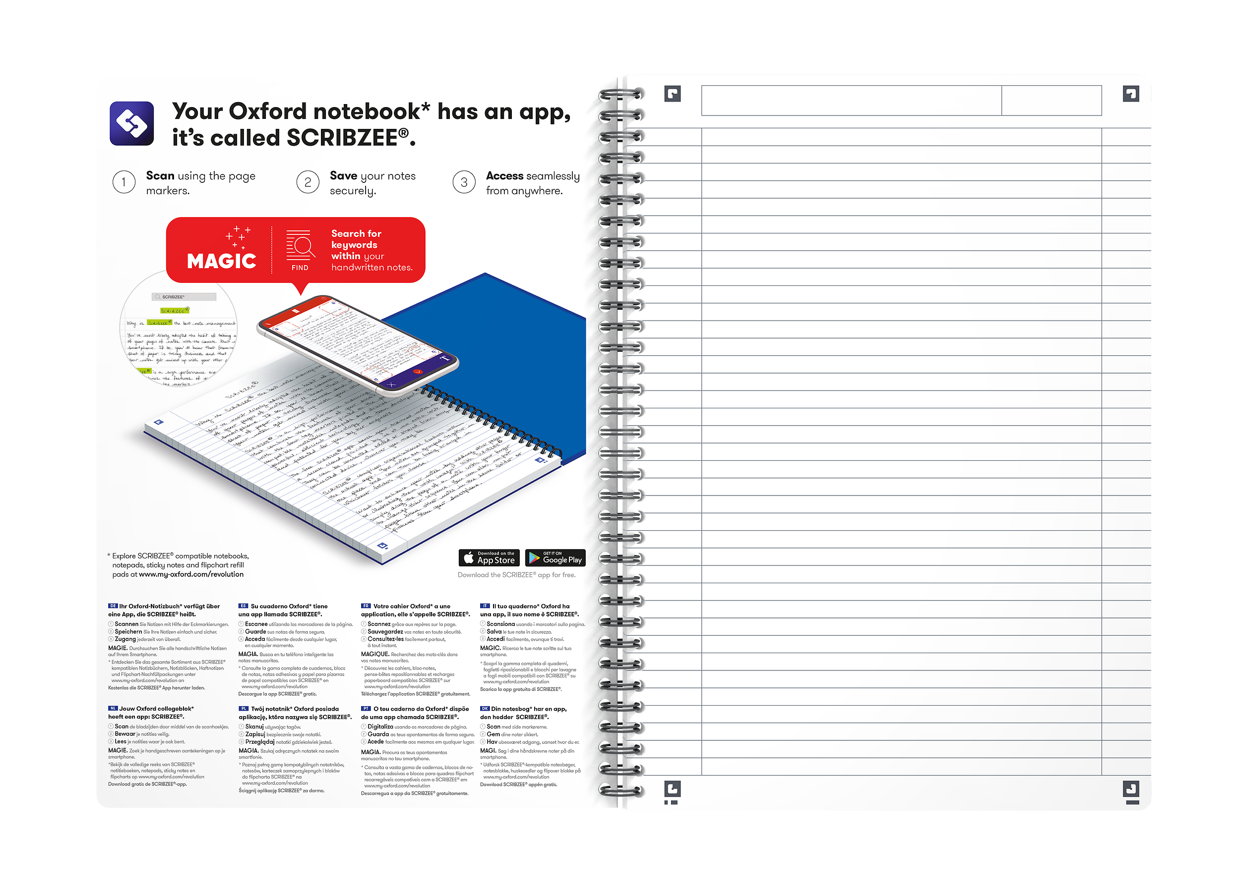 Oxford Bound Book - A4 Lined Hardback Notebook, 192 Pages, Smart Black, Lays Flat