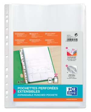 Udstansede lommer pose med 10 A4 Harmonikamappe uden klap Pp200 blød klar