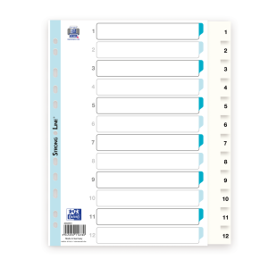 Strongline Register 1-12 A4+ PP 0,12 Hvid