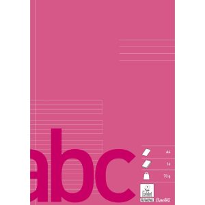 SKOLEHÆFTE A4 RUBINRØD 1/2 BLANK, 1/2 HUS