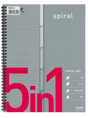 Bantex 5 In1 Kollegieblok A4 Linjeret 5X15 Ark