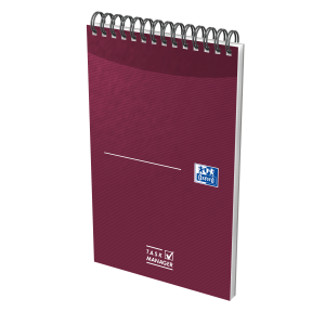 Oxford Essentials Task Manager Notesblok top indbundet i bødt karton omslag og dobbeltspiral, 125x200mm, speciel linjering