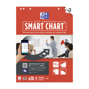 Oxford Smart Charts Sticky flipover papir 60x80cm, top-limet, ulinjeret, 20 ark, SCRIBZEE® kompatibel