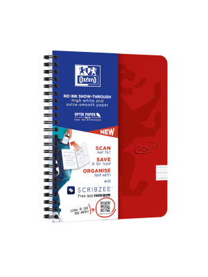 OXFORD Touch notesbog A5+ linjeret 7mm soft touch omslag dobbeltspiral 180 sider