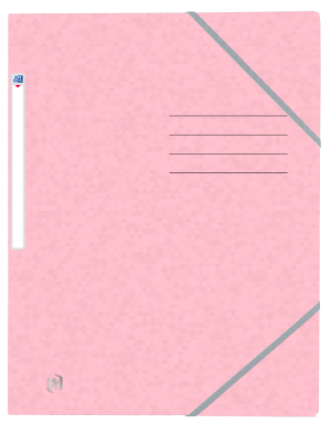 DOKUMENTMAPPE KARTON LYSERØD MED ELASTIK OG FLAPPER