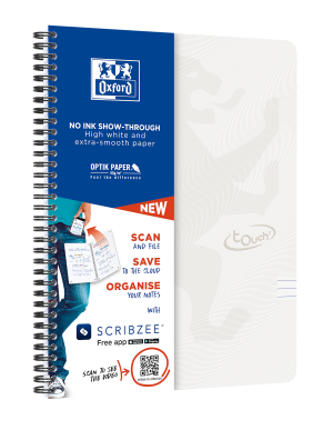 OXFORD Touch notesbog A4 linjeret 7mm soft touch omslag dobbeltspiral 180 sider
