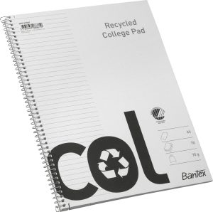 Bantex Col kollegieblok recycled papir, A4+, linjeret