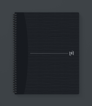 OXFORD Origins A4+ Card dobbelttråd notesbog 5x5, 140 sider, sort, SCRIBZEE-kompatibel