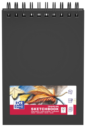 OXFORD REJSESKITSEBOG NOTESBOG A5 hårdt omslag dobbeltspiral 40 ark 225 g sort