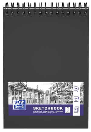 SKITSEBOG OXFORD A4 HÅRDT OMSLAG 50 ARK SORT