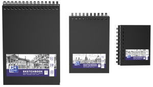 OXFORD SKITSEBOG A6 hårdt omslag dobbeltspiral 80 ark 100 g sort