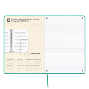 OXFORD Signature A5-Journal-notesbog, indbundet med hårdt omslag, linjeret, 160 sider, turkis, SCRIBZEE®-kompatibel