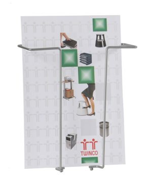 BROCHUREHOLDER A4 1 FAG VÆG TRÅD METAL SØLV