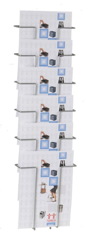 BROCHURESTATIV AGENDA A4 6-FAG VÆG 230X110X780 MM SØLV 5140-8