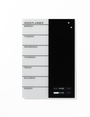 40 x 60 cm. Glass week planner English