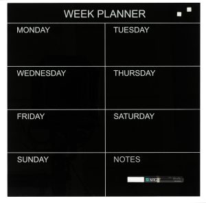 45 x 45 cm. Black. Glass week planner English