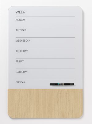 40 x 60 cm. Glass/Oak veneer Magnetik week planner English