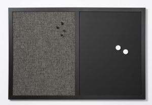 60 x 40 cm. Combi board, Black hessian/ magnetic chalk