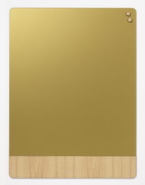 90 x 120 cm. Frosted Glass Gold/Oak veneer Magnetic board