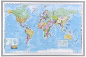 VERDENSKORT 90X60CM INDRAMMET