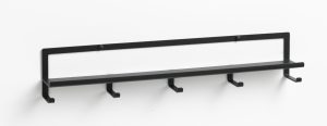 45 cm. Shelf with hooks, Black metal