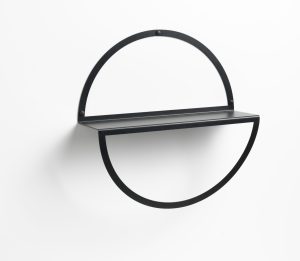 35 cm. Circle shelf, Black metal