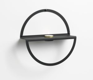 25 cm. Circle Tealight shelf, Black metal