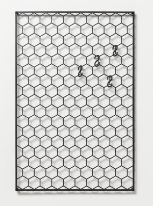 40 x 60 cm. Hexagonal Grid / Bulletin board, black metal