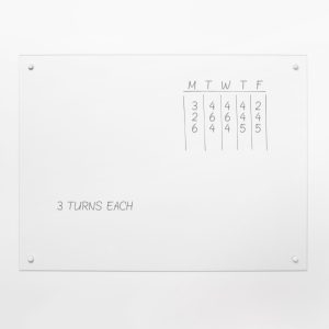 90 x 120 cm. Clear Glass board NOT MAGNETIC