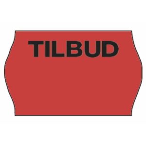 PRISETIKET 26X16MM RØD LIM 5 M/TOPTRYK  TILBUD