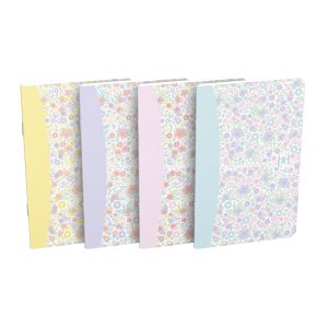 OXFORD Floral 90x140 mm, blødt kartonomslag, hæftet lille linjeret notesbog, 60 sider, assorterede farver