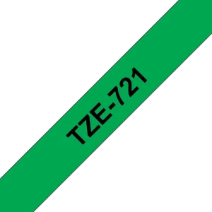 PRÆGETAPE BROTHER 9 MM SORT/GRØN TZ 721 LAMINERET
