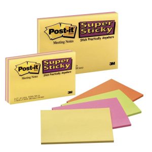 POST-IT MØDEBLOK 152X101MM 4 STK. ASS. SUPER STICKY