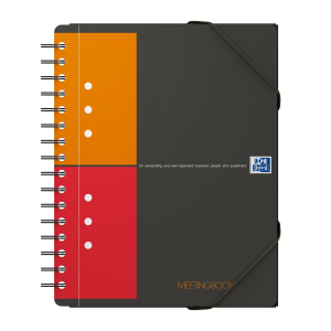 Meetingbook Oxford International Notesbog i PP omslag og dobbeltspiral A5+, 160 sider, kvadreret