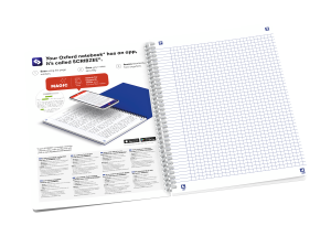 Oxford Floral Notesbog med hårdt omslag og dobbeltspiral, B5, kvadreret, 120 sider, assorterede designs, SCRIBZEE® kompatibel