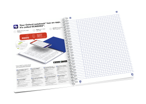 OXFORD Horizons A5-notesbog med blødt omslag og dobbelttråd, 5 mm kvadreret, 120 sider, assorterede design, Scribzee-aktiveret