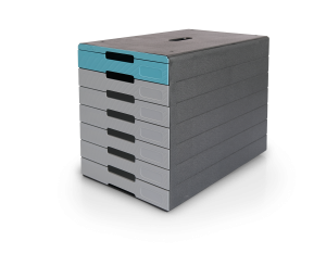 Skuffekabinet idealbox pro 7Skuffekabinet med 7 udtrækkelige skuffer, som kan opmærkes med de medfølgende selvklæbende etiket. Blue Angel-certificeret. Skuffekabinet idealbox pro 7Skuffekabinet med 7 udtrækkelige skuffer, som kan opmærkes med de medfølgende selvklæbende etiket. Blue Angel-certificeret.