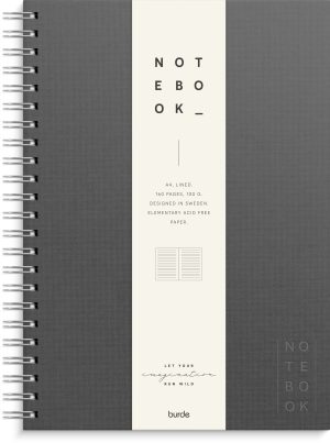 Notebook Textile dark grey lined A4