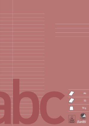 Bantex Skolehæfte A4 64S 70G 29 Linjer, Mørk Rød
