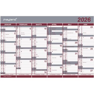KONTORKALENDER DOBBELT 2X6 MDR 26 0630 00 - 44X29CM