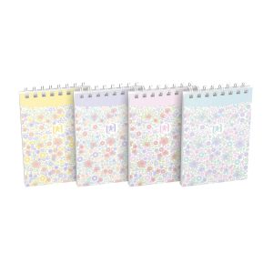 OXFORD Floral, A7-format, blødt omslag, notesblok med dobbeltspiral, linjeret, 140 sider, assorterede farver