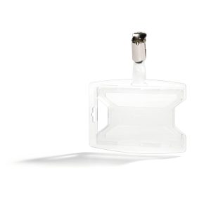 Id-kortholder rexycle® med stropklemme til 2 kortID-kortholder af 70% genanvendt polypropylen, med stropklemme. Til 2 kort. Dækket forside, der beskytter kortet. 25 stk./pakke