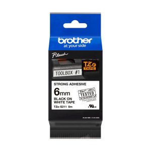 PRÆGETAPE BROTHER TZES211 6MM SORT/HVID EKSTRA KLÆBENDE
