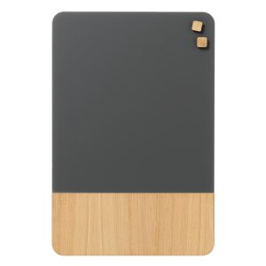 40 x 60 cm. Matt glass grey/Oak veneer Magnetic board