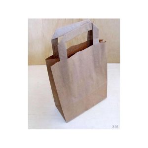 BÆREPOSE PAPIR BRUNE 6L M/FLAD HANK 180X105X230 MM