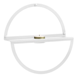 25 cm. Circle Tealight shelf, White metal