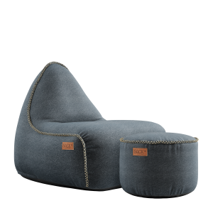 Canvas Lounge Chair Petrol + Pouf