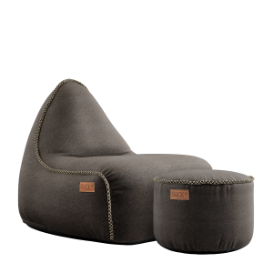 Canvas Lounge Chair Brown + Pouf