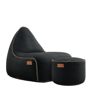 Canvas Lounge Chair Black + Pouf